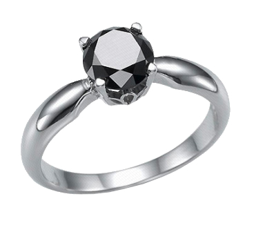 Кольцо для помолвки с черным бриллиантом DVI-47, белое золото 585 пробы, 3 гр. - купить в Самаре, цены в интернет-магазине